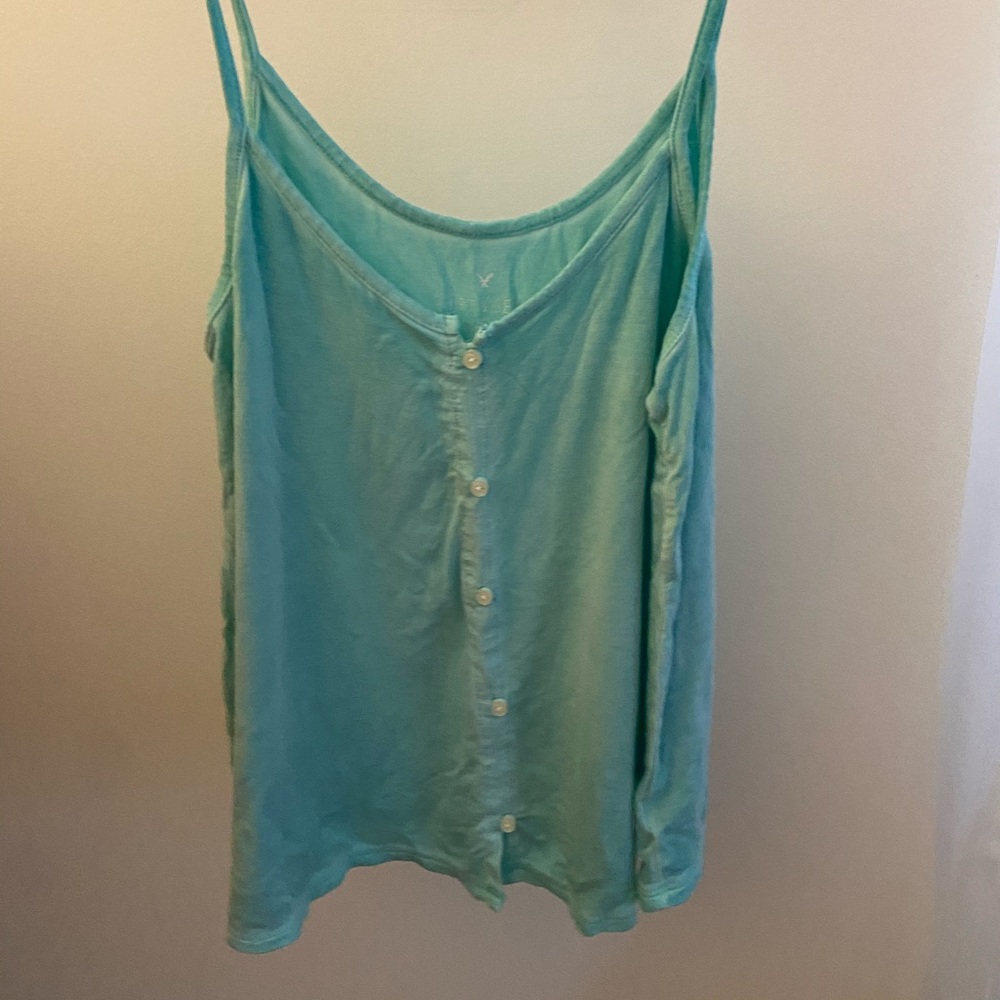 Teal American Eagle Tank Top with Buttons